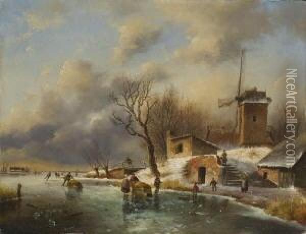 Eisvergnugen Oil Painting - Arnoldus Johannes Eymer