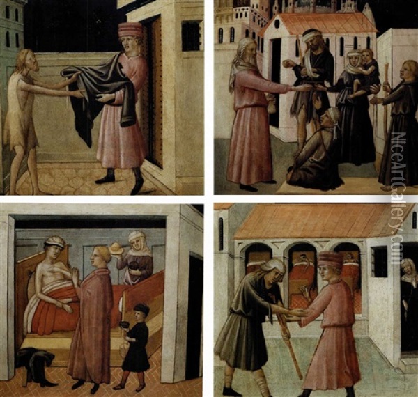 Vestire Gli Ignudi (+ 3 Others; 4 Works) Oil Painting -  Mariotto di Cristofano