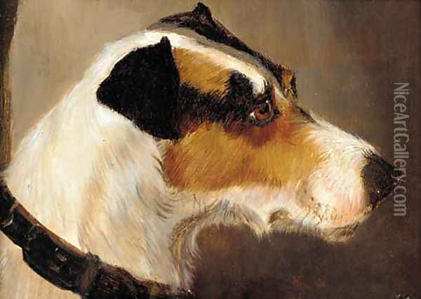 The head of a terrier Oil Painting - Alfred Wheeler