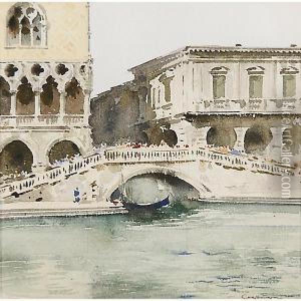 Ponte A Venezia Oil Painting - Aurelio Craffonara