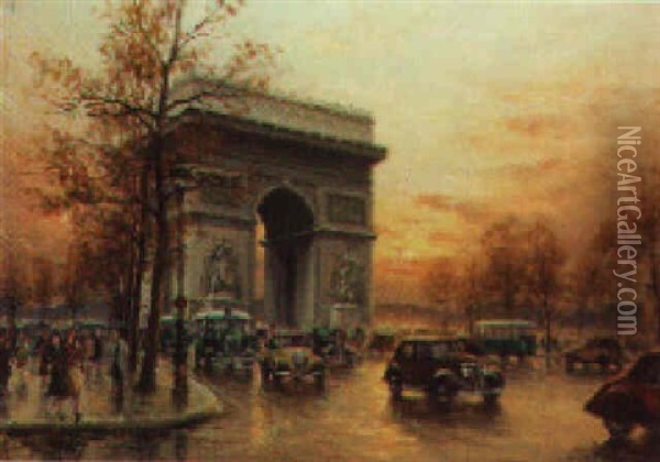Arc De Triomphe, Paris Oil Painting - Henri Malfroy-Savigny