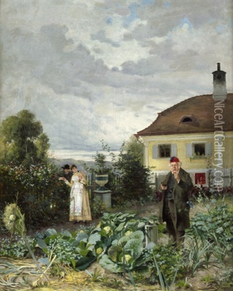 Rendezvous Im Kohlfeld Oil Painting - Oswald Stieger