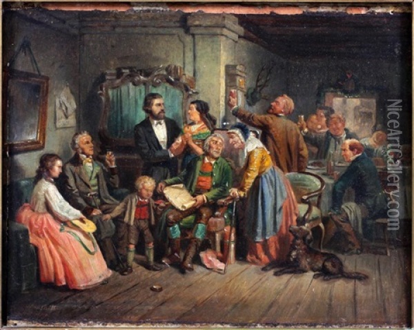 Interior Domestic Scene Oil Painting - Rudolf Hausleithner