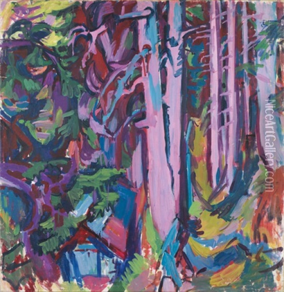 Waldstuck In Davos Oil Painting - Albert Mueller