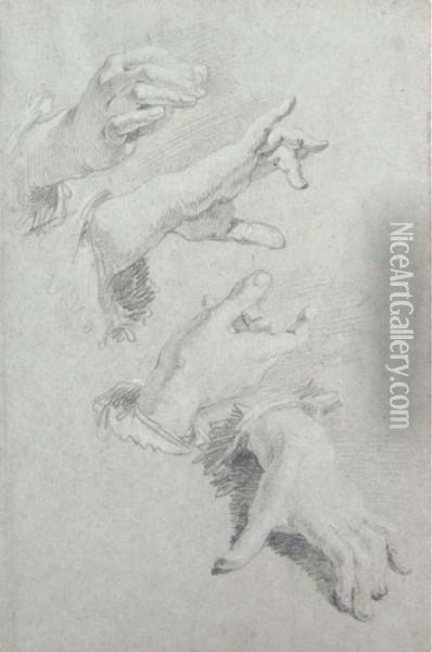 Black And White Chalk On Blue Paper, Watermark Device Oil Painting - Francesco Fontebasso