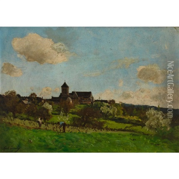 Landschaft Mit Dorf Oil Painting - Paul Lecomte