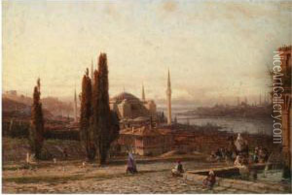 View Of Constantinople Oil Painting - Aleksei Petrovich Bogolyubov