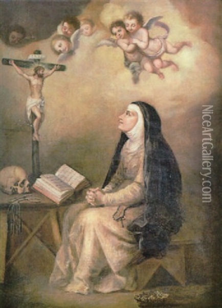 Santa Teresa De Jesus Oil Painting - Francisco Meneses Osorio