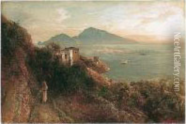 Blick Vom Kap Massa Auf Die Insel Capri (view From Cape Massa Towards Capri) Oil Painting - Oswald Achenbach