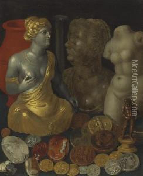 A Collection Of Ancient Objects Oil Painting - Hendrik Van Der Borcht