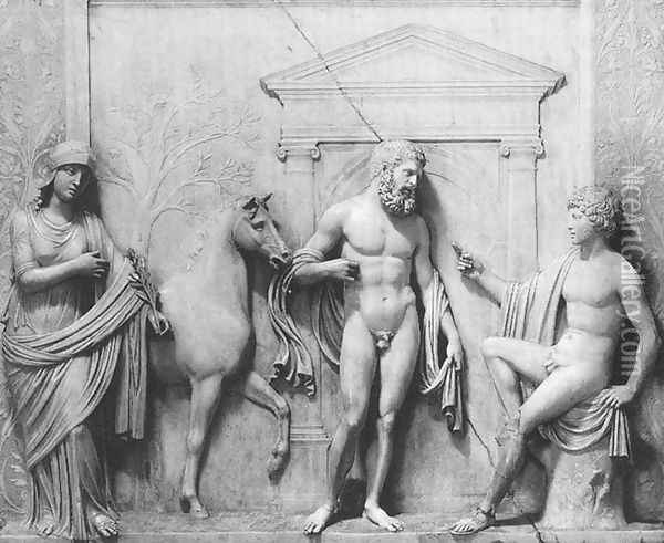 Contest between Minerva and Neptune Oil Painting - Antonio Lombardo