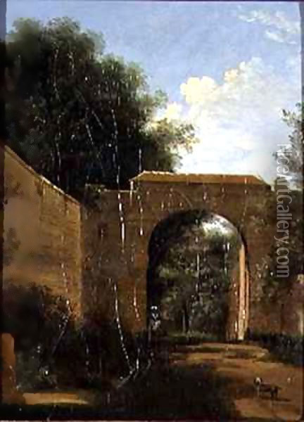 A Walled Garden Oil Painting - Jean-Victor Bertin