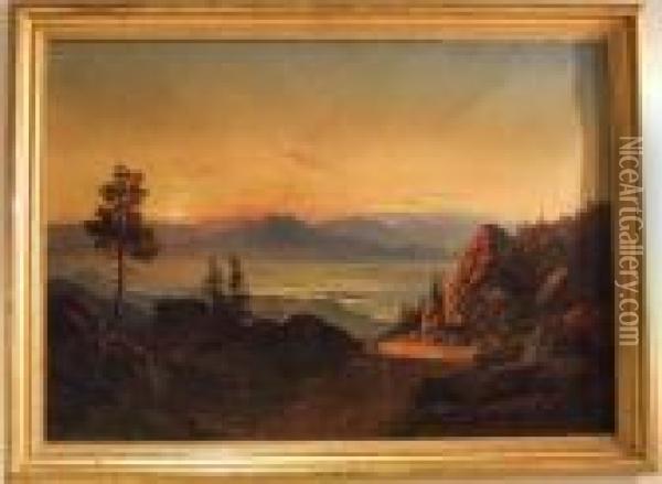 Landskap Scen. Oil Painting - Carl Ludvig Messmann