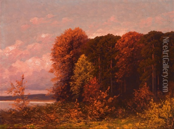 Abendliche Landschaft Um Berlin Oil Painting - Rudolf Hellgrewe