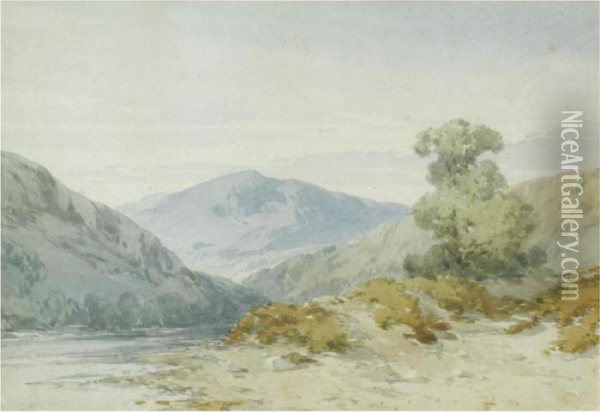 A River Landscape Oil Painting - William Callow