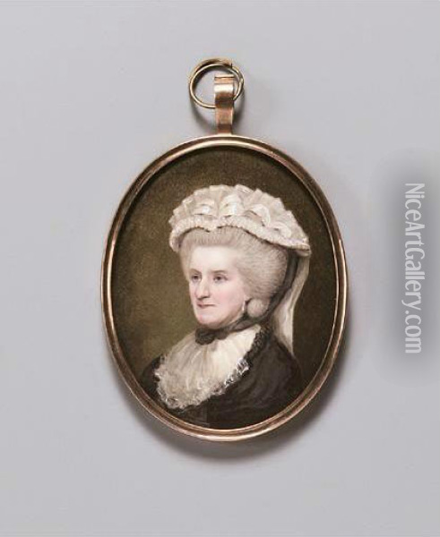 A Miniature Of A Lady, Probably Elizabeth, Lady Milbanke Oil Painting - Johann Heinrich Hurter