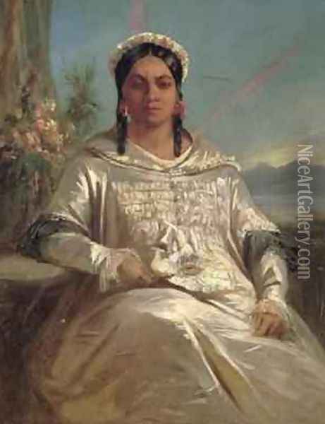Queen Pomare IV 1827-77 of Tahiti Oil Painting - Charles Giraud