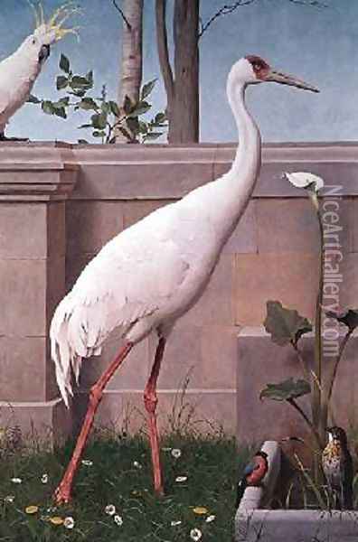 Indian Crane Cockatoo Bullfinch and Thrush Oil Painting - Henry Stacy Marks