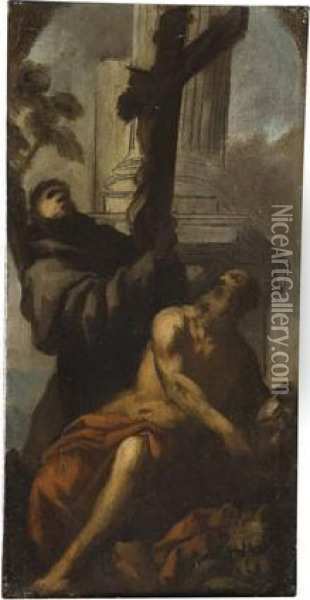 San Gerolamo E San Francesco Oil Painting - Francesco Maffei