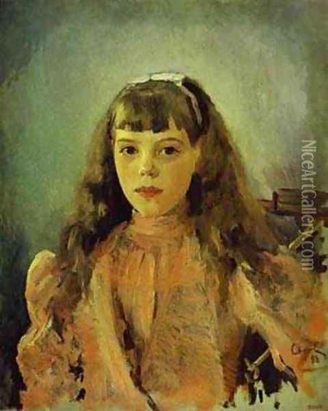 Portrait Of Grand Duchess Olga Alexandrovna Study 1893 Oil Painting - Valentin Aleksandrovich Serov