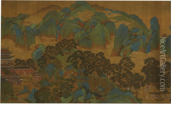 Blue/green Landscape Oil Painting -  Yan Wengui
