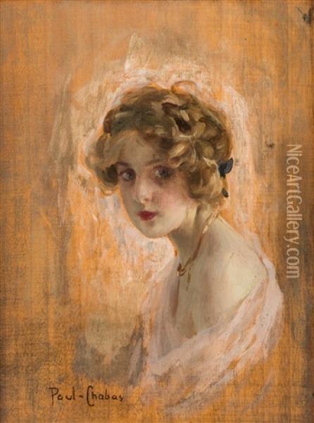Portrait Of Young Woman In Profile Oil Painting - Paul Emile Chabas