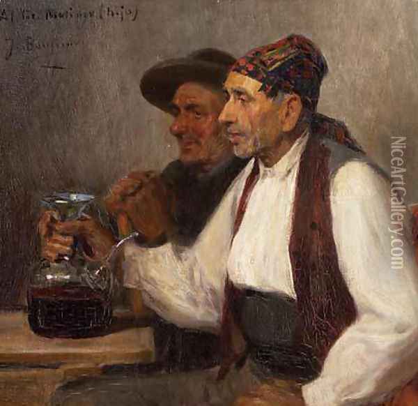 Bebedores en la taberna Oil Painting - Jose Benlliure Y Gil