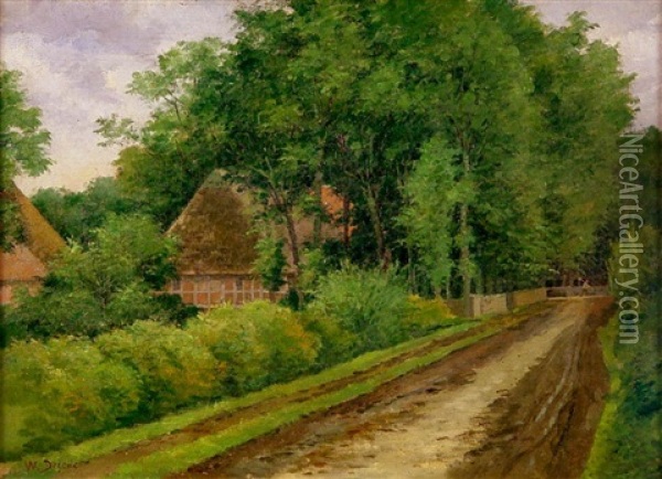 Bauernhauser Im Wald Bei Bad Zwischenahn Oil Painting - Wilhelm Degode