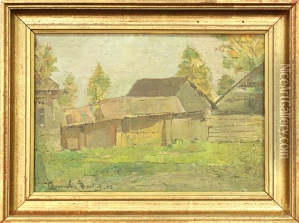 Village Scene Oil Painting - Aleksei Stepanovich Stepanov