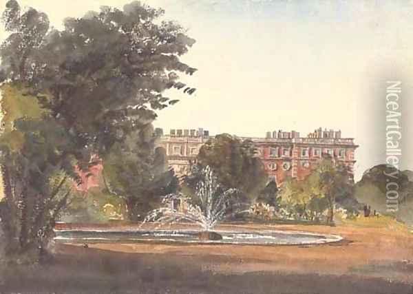 The fountain at Hampton Court Palace Oil Painting - Harriet Cheney