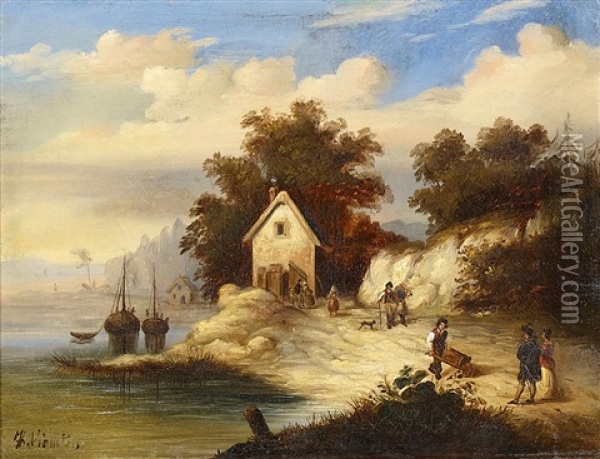 Am Flussufer Oil Painting - Heinrich Vianden