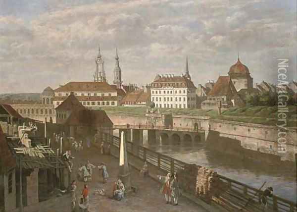 Figures by the river Elbe, Dresden Oil Painting - Bernardo Bellotto