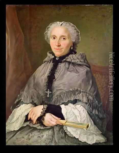 Portrait of a Woman in Grey Oil Painting - Jacques-Andre-Joseph Aved
