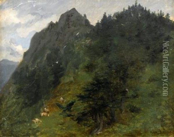 Sheep Grazing On A Hillside Oil Painting - Rosa Bonheur