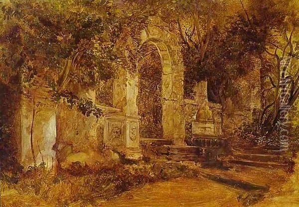 Ruinsin Park Oil Painting - Jules-Elie Delaunay