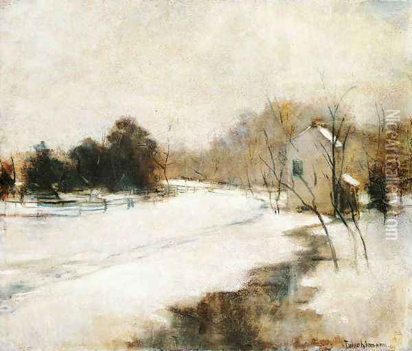 Winter In Cincinnati Oil Painting - John Henry Twachtman