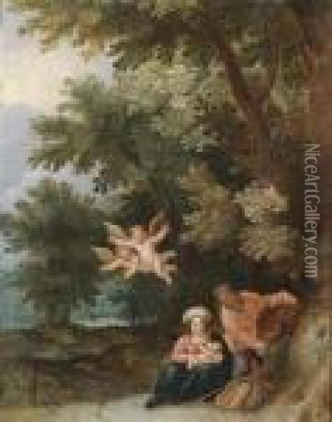 Rest On The Flight To Egypt Oil Painting - Jan Brueghel the Younger