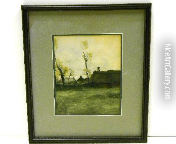 Country Residence In Early Spring Or Late Fall Oil Painting - Henry Ward Ranger