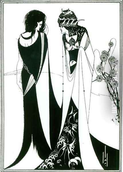 Salome with her mother, Herodias, 1894 Oil Painting - Aubrey Vincent Beardsley