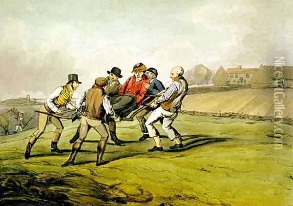 Injured, from 'Qualified Horses and Unqualified Riders', 1815 Oil Painting - Henry Thomas Alken