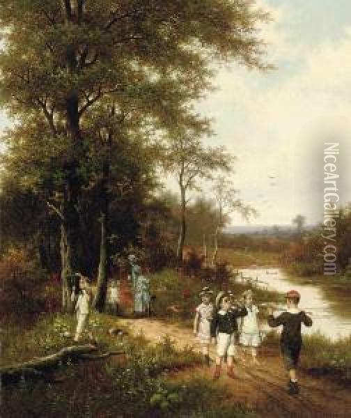 The River Patrol Oil Painting - Albert Roosenboon