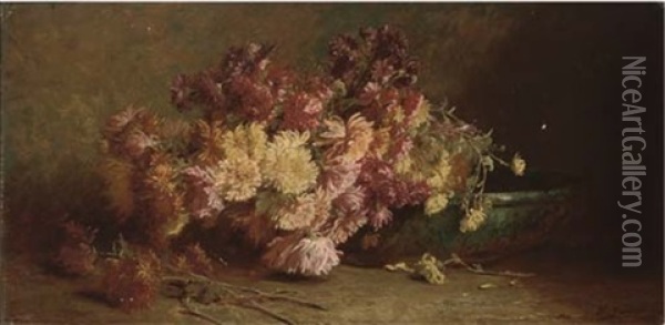 Crysanthemums Oil Painting - John Fitzmarshall
