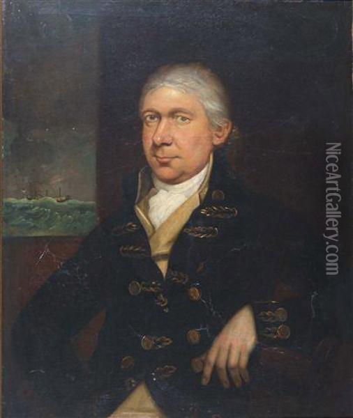 Portrait Of Lieutenant Edward Hackett Oil Painting - Thomas Oldham Barlow