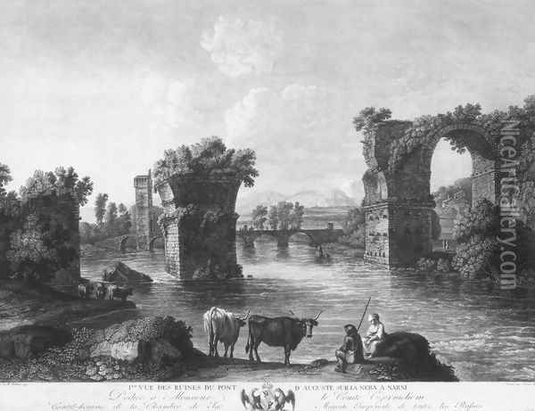 Ruins of the Augustan Bridge at Narni Oil Painting - Georg Abraham Hackert