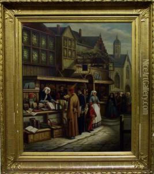 Category: Painting
Description:de Boekenverkoper Oil Painting - Lodewijk Jan Petrus Toutenel