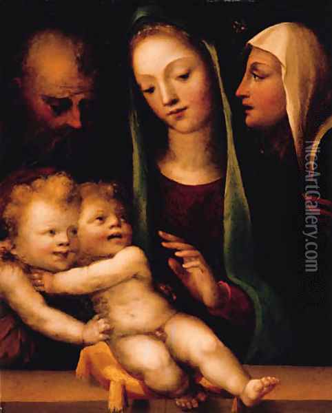The Holy Family with the Infant Saint John the Baptist and Saint Catherine of Siena Oil Painting - Domenico Beccafumi