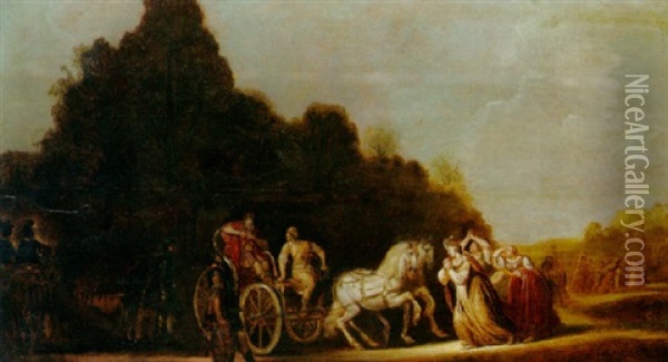 Solomon Encounters The Queen Of Sheba Oil Painting - Jacob Adriaensz de Backer