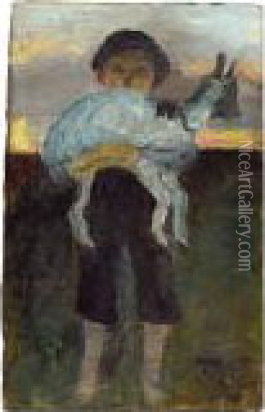 Junge Mit Ziege Oil Painting - Paula Modersohn-Becker