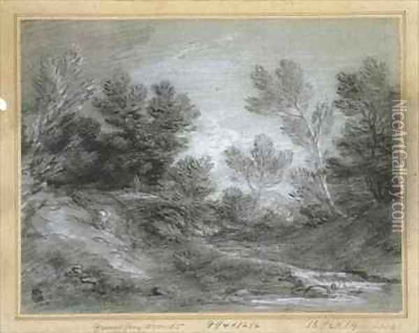 A Woodland Stream Oil Painting - Thomas Gainsborough