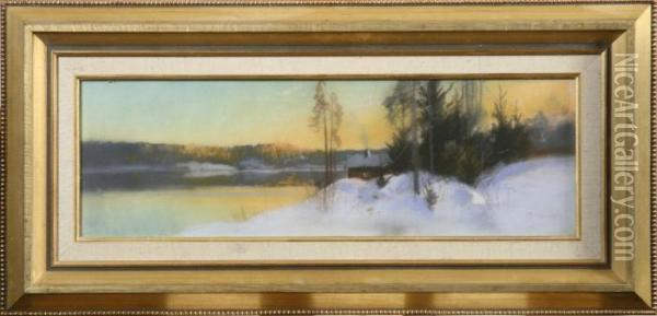 Insjolandskap Ivinter Oil Painting - Carl Brandt